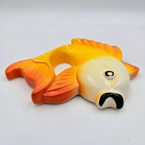 Vintage Koi Goldfish Fish Chalkware Orange Yellow Miller Studio 1977 MCM Read - Picture 12 of 16